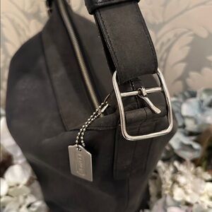 Authentic vintage black leather coach handbag